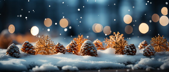 Wall Mural - blurred bokeh light background, christmas and new year holidays background