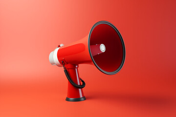 megaphone advertising concept with big copy space for text red background