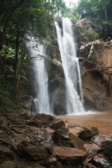 Wall Mural - Landscape of Mok Fa Waterfall is Famous and Nature Beautiful waterfall in Mae Tang Chiang Mai Thailand - Travel Park and Outdoor 