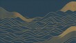 Leinwanddruck Bild - Japanese background with line wave pattern illustration . Abstract art banner with geometric pattern. Mountain and ocean object in oriental style. AI Generate