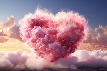 Fantasy Heart Of Pink Clouds Against A Background Of Blue Sky