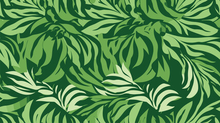 Wall Mural - Green gradient abstract background with tropical palm leaves in Matisse style. Vector seamless pattern with Scandinavian cut out elements.  