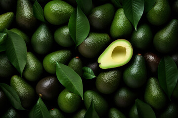 Poster - A cluster of Creamy Avocados nestled among the leaves, their smooth, green skin ready to be harvested.