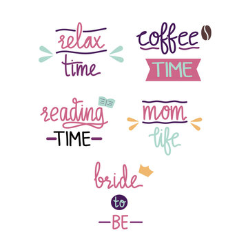 Set Of Cute Hand Lettering