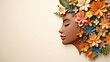 © Creative Station - Illustration of Face and Flowers Style Paper Cut with Copy Space for International Women's Day