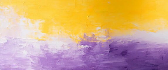 Wall Mural - Closeup of abstract rough purple and yellow art painting texture, with oil acrylic brushstroke, pallet paint on canvas, artistic background, banner