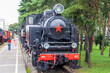 Brest, Belarus - 08.25.2023 - Visitors at the railway museum. Outdoors
