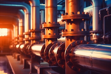 industrial pipes and valves, Industrial zone, Steel pipelines and valves