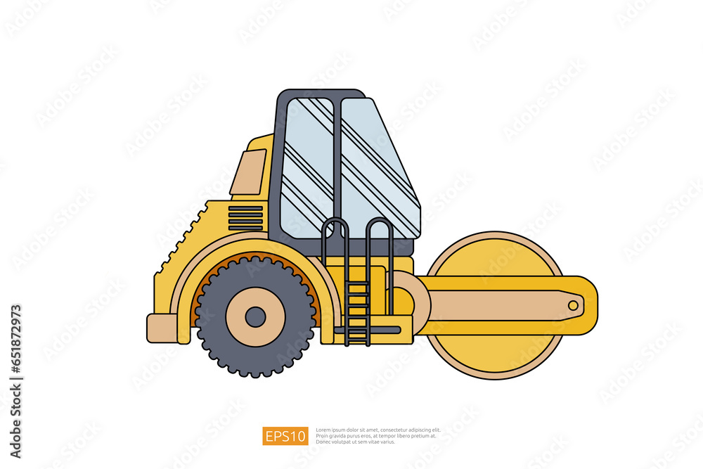 road roller heavy equipment. isolated road grader asphalt compactor ...