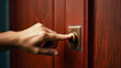 Close-up of a hand pressing a doorbell