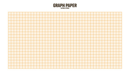 Wall Mural - Sheet of graph paper with grid. Millimeter paper texture, geometric pattern. Orange lined blank for drawing, studying, technical engineering or scale measurement. Vector illustration