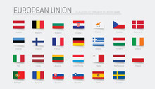 European Union Flag Set. Hight Detailed Vector Illustration.