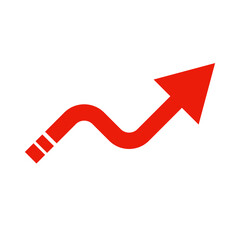 Aufkleber - Rising red arrow. Uptrend or increase in sales. Vector.