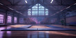 A cinematic and realistic gymnastics balance beam in a gymnastics gym
