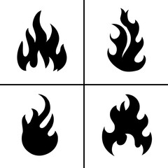 Wall Mural - Vector black and white illustration of fire icon for business. Stock vector design.