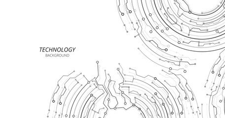 Poster - Abstract circle digital on a white background. Futuristic technology background.Illustration vector design technology concept about circuit board data.	