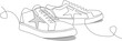 Continuous one line drawing of a Pair of sneakers 