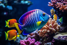Beautiful Sea Life Under The Sea With Colorful Of Coral, Fishes, Animals, Shells