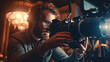 a film director directing a movie scene, film photography concept. Generative Ai