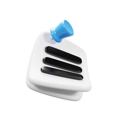 Fototapete - 3d rendering white paper sheet icon with cartoon style. Pinned paper sheet icon