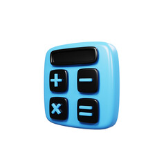 Fototapete - 3d rendering blue calculator icon with cartoon style. Financial icon concept