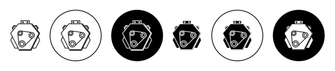 Car engine icon icon set in black filled and outlined style. suitable for UI designs