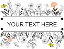 Vector Doodle Wild Floral Design Elements Illustration For Your Text Here.