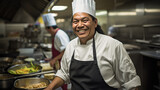 Fototapeta Na drzwi - Portrait of a Native American Indian chef in a kitchen
