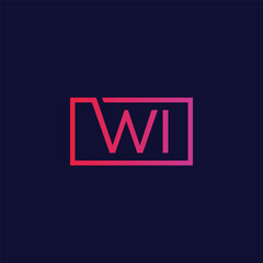 Creative initial letter WI square logo design concept vector template