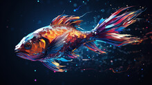 Jumping Fish Cyberpunk Color Papercut Style, Generative Ai