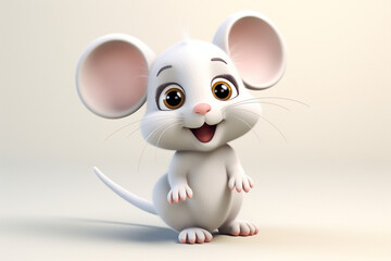 Wall Mural - 3d cartoon design cute character of a mouse