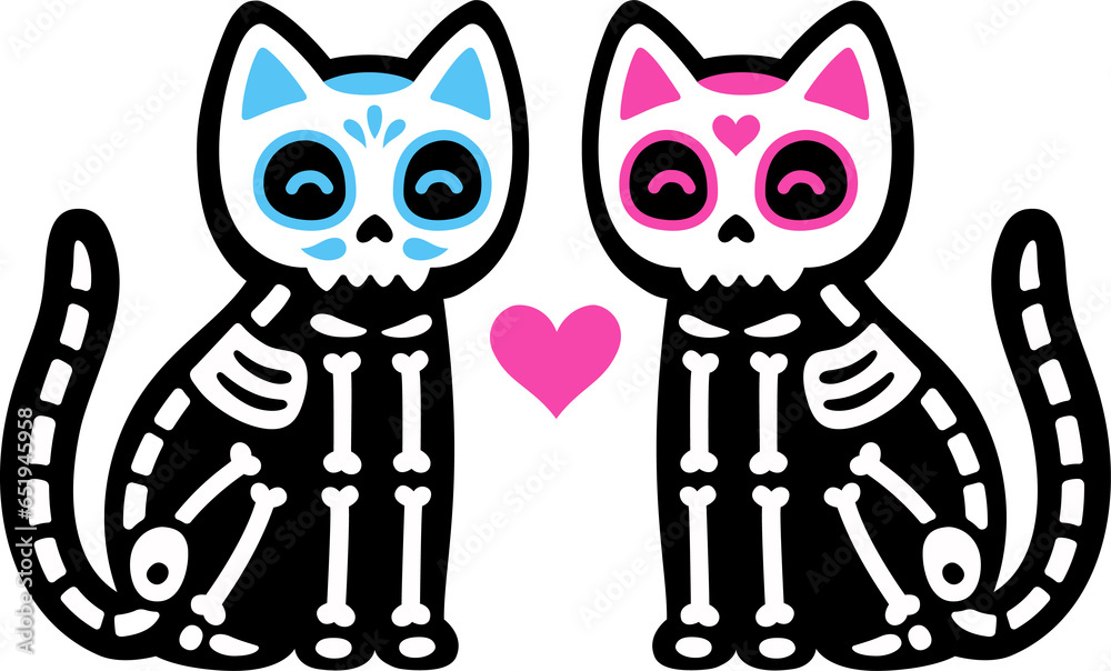 Cat day of the dead dia de los muertos gato flowers colorful etsy