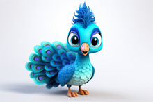 3d Cartoon Design Cute Character Of A Peacock