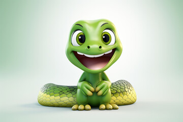 Wall Mural - 3d design of a cute character of a snake