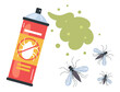 Mosquito spray kill anti bug fly insecticide concept. Vector flat graphic design illustration