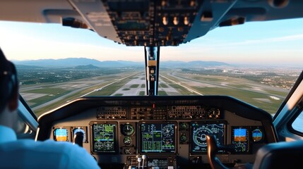 Poster - Airplane cockpit of modern passenger jet aircraft, Airplane cockpit.