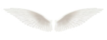White Realistic Wings. Pair Of White Isolated Angel Style Wings With 3D Feathers, Bird Wings Design - Vector
