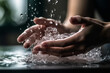 Woman's hand is holding water