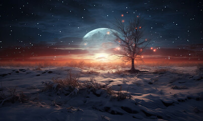 Wall Mural - fantasy winter landscape.