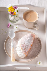 Delicious tacos with whipped cream and sugar.