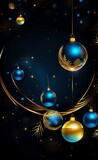 Fototapeta Na ścianę - New Year, Christmas - Christmas tree and Christmas decorations, festive background - AI generative art