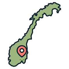 Poster - norway map illustration