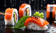 sushi and water japanese food advertisement