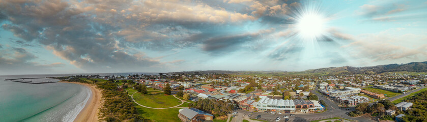 Wall Mural - Amazing aerial view of Apollo Bay coastline, Great Ocean Road - Australia