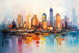 Fototapeta Nowy Jork - Colorful city skyline illustration artwork