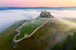 Spis Castle (Spissky hrad, Slovakia) - one of the most impressive castles in Central Europe on fogy summer morning