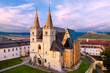 Aerial view of St. Martin's Cathedral (Spisske Podhradie, Slovakia) during the summer sunset