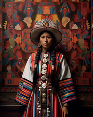 frau in traditioneller kleidung aus peru