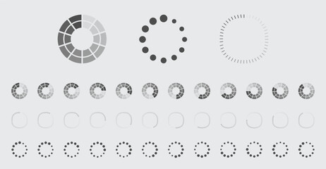 Fototapete - Circular Loading Buffering Icons Vector Set Video Ready for Animation Gif All Keyframes Frames Bufring Circle Waiting for Connection Buffer Preloader Download Symbol Easy Replace Color