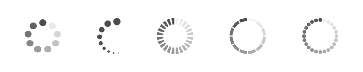 Fototapete - Circular Loading Buffering Icons Vector Video Ready for Animation Gif All Keyframes Frames Bufring Circle Waiting for Connection Buffer Preloader Download Symbol